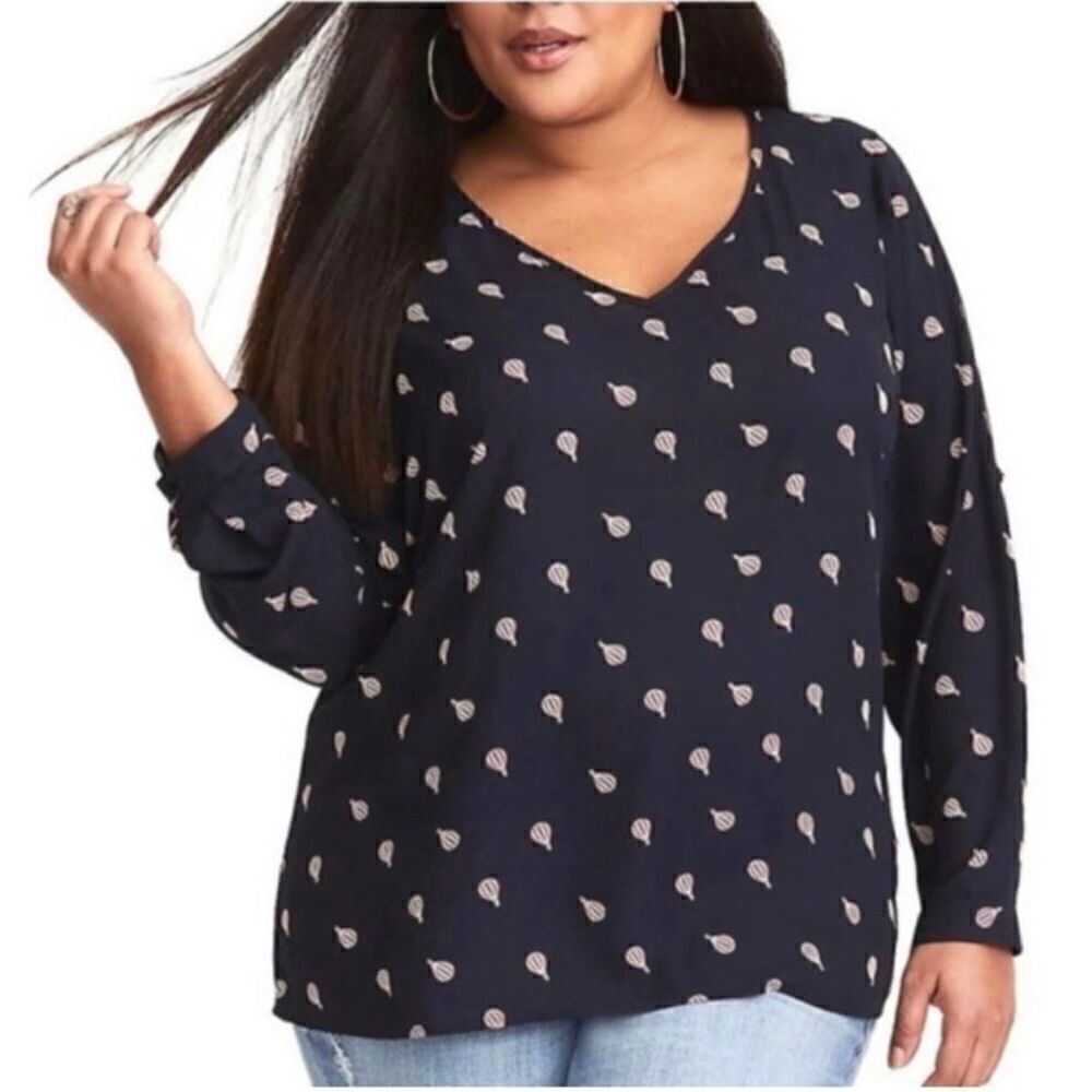 Torrid Georgette Top Hot Air Balloons Torrid Sz 2 Navy Blue Plus Size